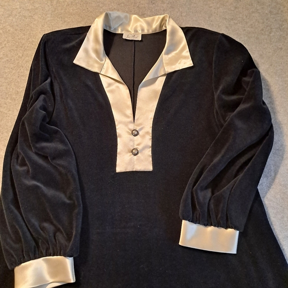 Vtg LUCIE ANN 1970's Mod Lounge Wear Maxi Dress Velour Pockets Oversized - Picture 11 of 11